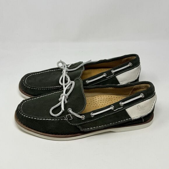 Ernest Hemingway Boat Deck Shoes Mens 12 M Green Suede White Leather Casual - Picture 4 of 15